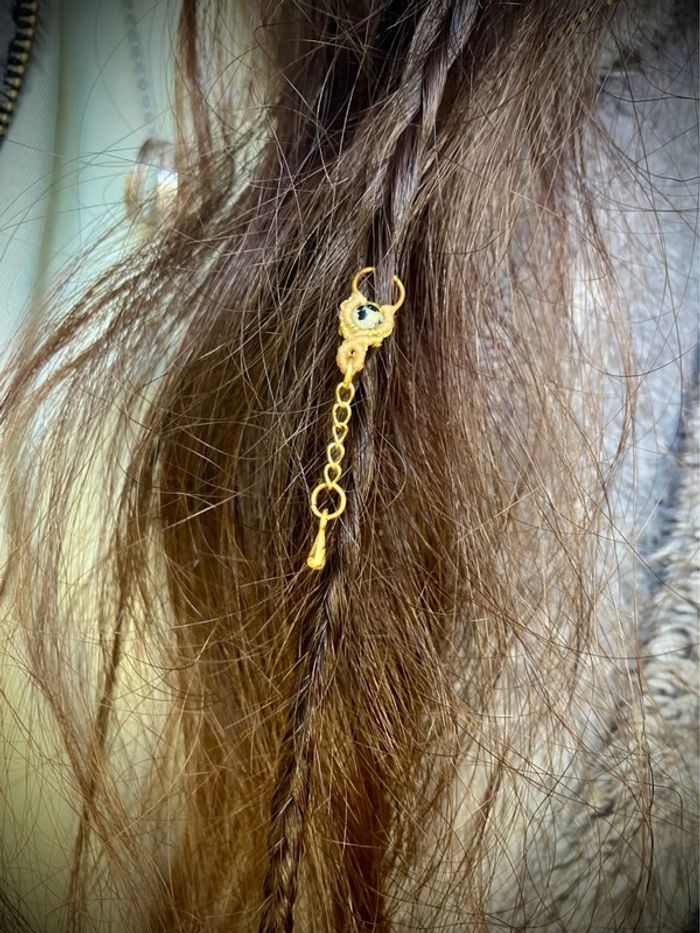 Bijou de cheveux, tresse/dread, macramé pierre Jaspe Dalmacien - photo numéro 3