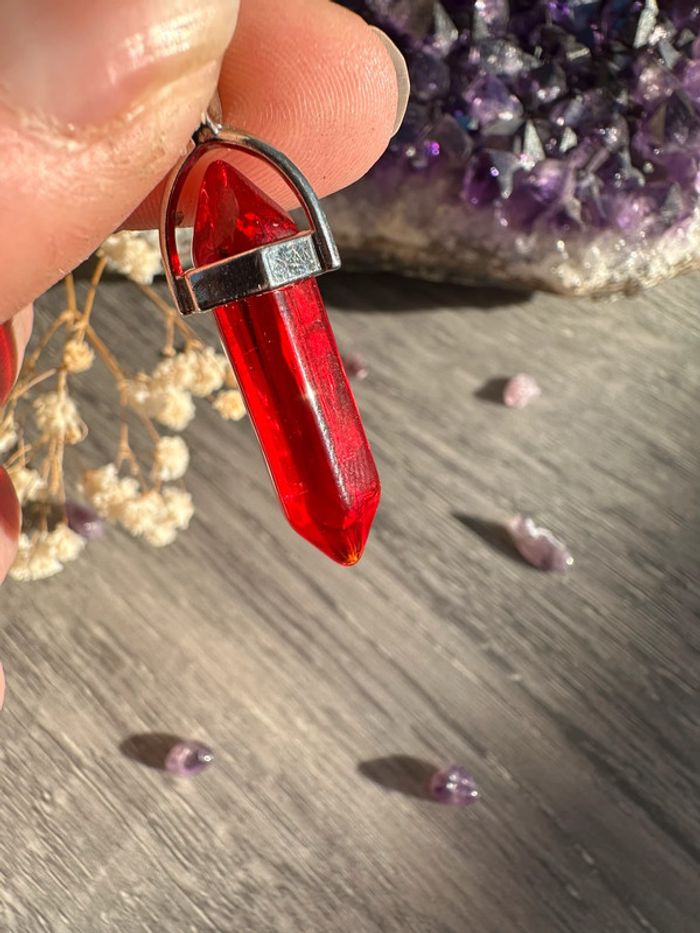 Pendentif pendule en cristal rouge - Pierre naturelle - photo numéro 6
