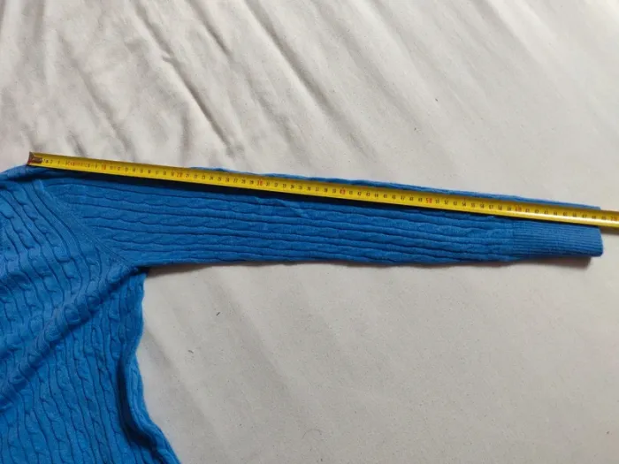 Pull col rond tressé/torsadé bleu clair H&M taille M - photo numéro 8