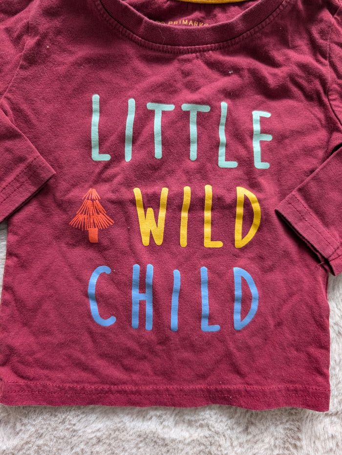 T-shirt manches longues bébé Primark 9-12 mois (80cm) "Little Wild Child" - photo numéro 2