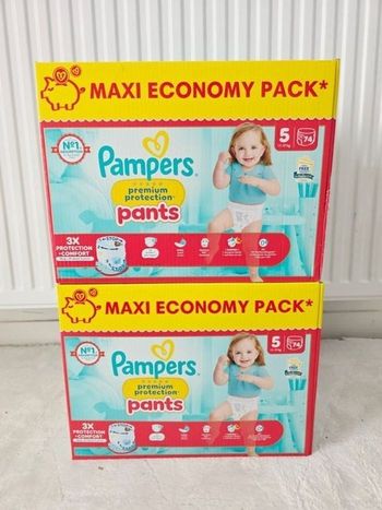 2× Couches Pampers Premium Pants Taille 5 MAXI PACK ×148