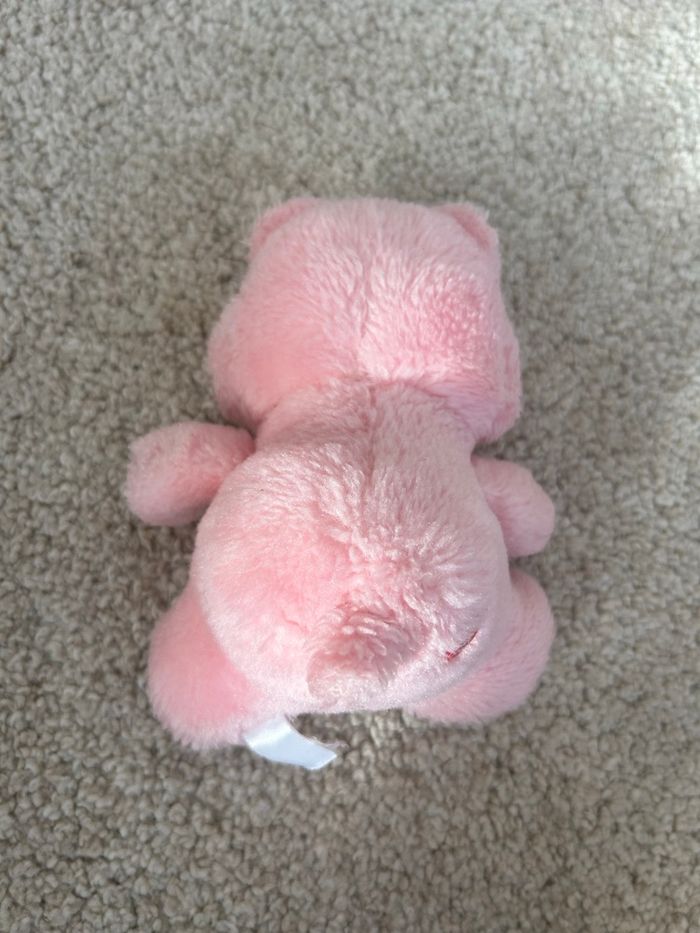 Jouet - peluche vintage - Ourson bisounours rose clair coeurs - Care Bears - photo numéro 4