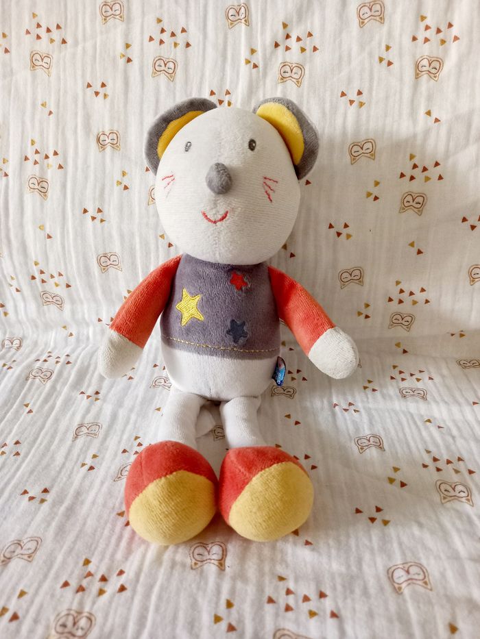 Doudou peluche souris sucre d'orge