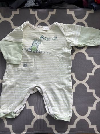 
Grenouillère bébé rayée verte sans pieds 6 mois