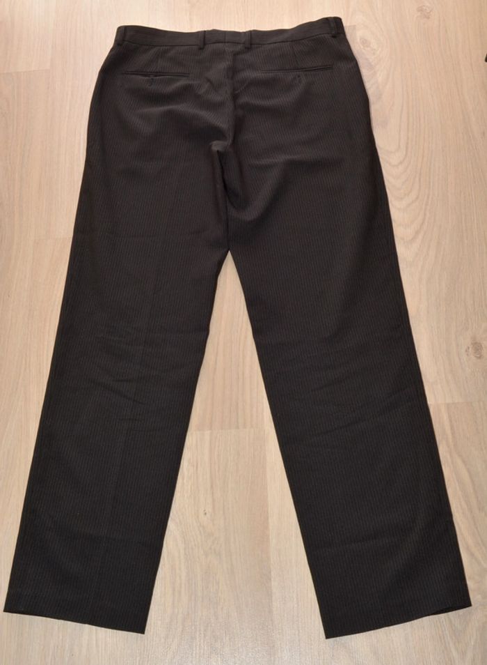 pantalon de ville de costume droit homme noir uni motif rayures taille 44 - photo numéro 6