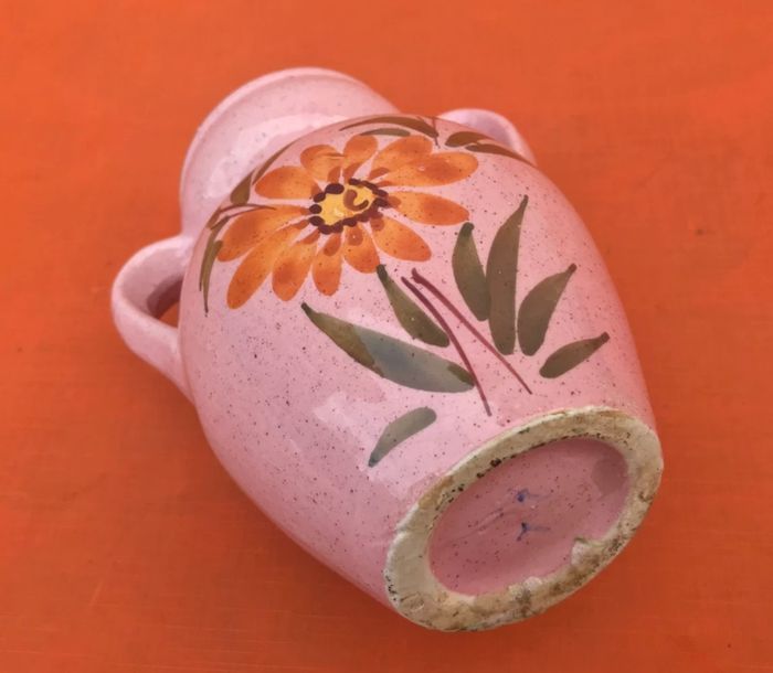 Ancien vase   Céramique émaillée   Décor floral - photo numéro 3