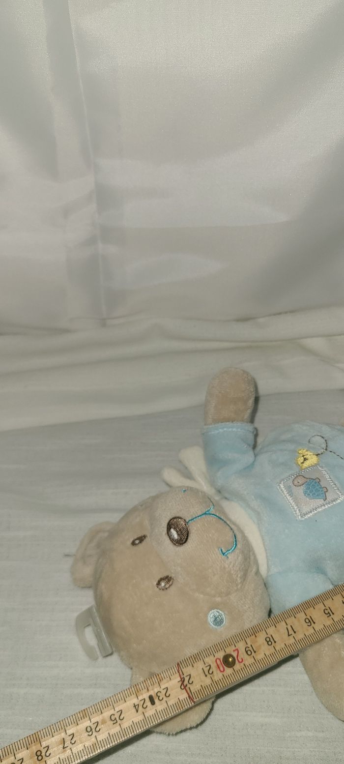 Doudou ours beige bleu blanc tortue TEX BABY - photo numéro 2