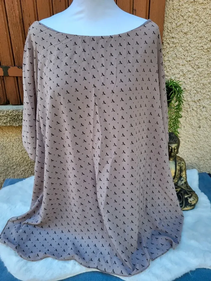 Blouse voile chauve-souris libellule taupe noir taille 44 - photo numéro 2