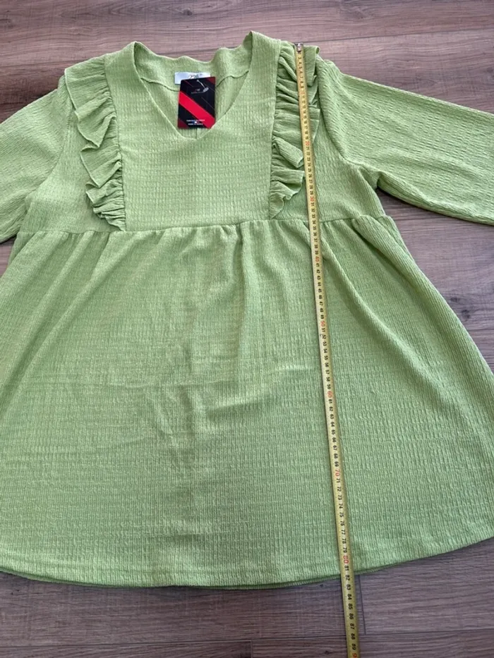 Blouse femme tunique femme verte top femme chemisier femme taille 50 taille 52 - photo numéro 3