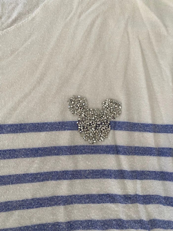 Marinière blanche et bleue ciel avec Mickey en strass Allen&Jo taille 38/40 - photo numéro 11