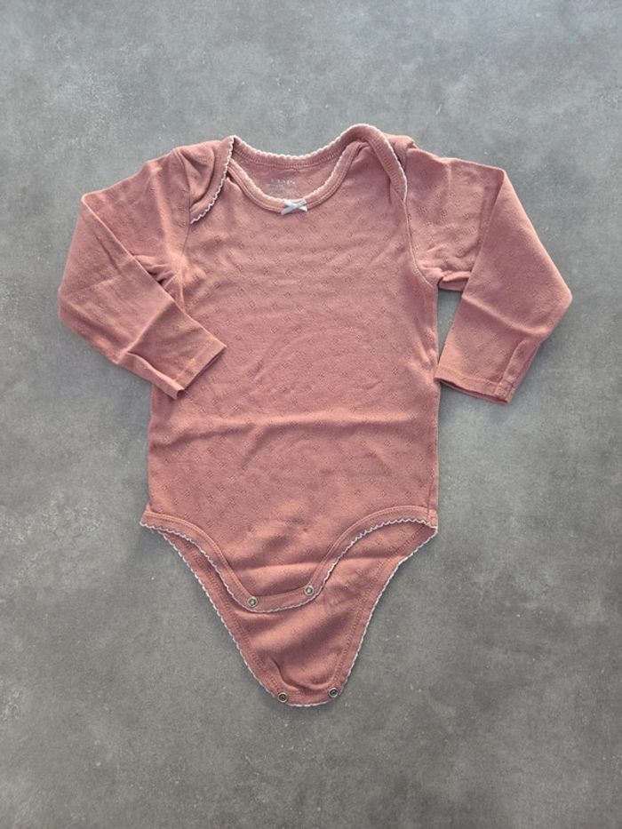 Lot 3 bodies bébé fille manche longue rose beige T36mois TBE kiabi - photo numéro 2