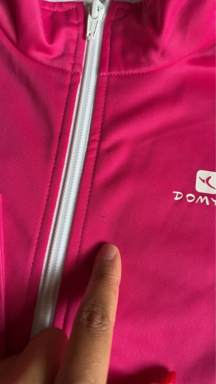 Gilet à zip col montant rose et blanc taille 12 ans Domyos Décathlon - photo numéro 4