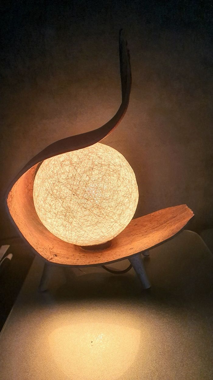 Lampe feuille artisanale noix de coco - photo numéro 3