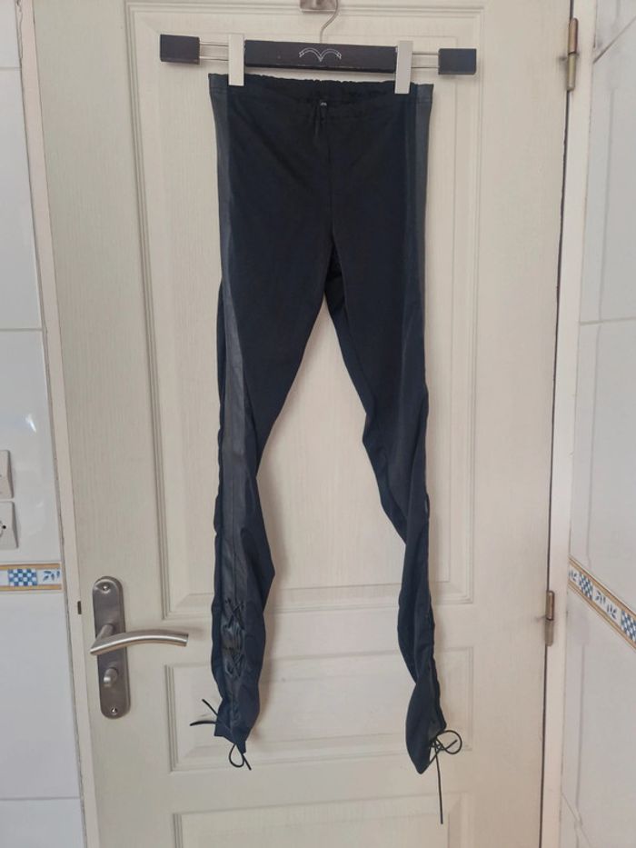 Leggings noir avec détails en simili cuir femme taille S/36