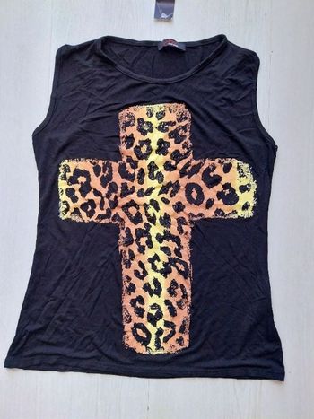 Tee-shirt noir croix léopard taille M/L Just Wear