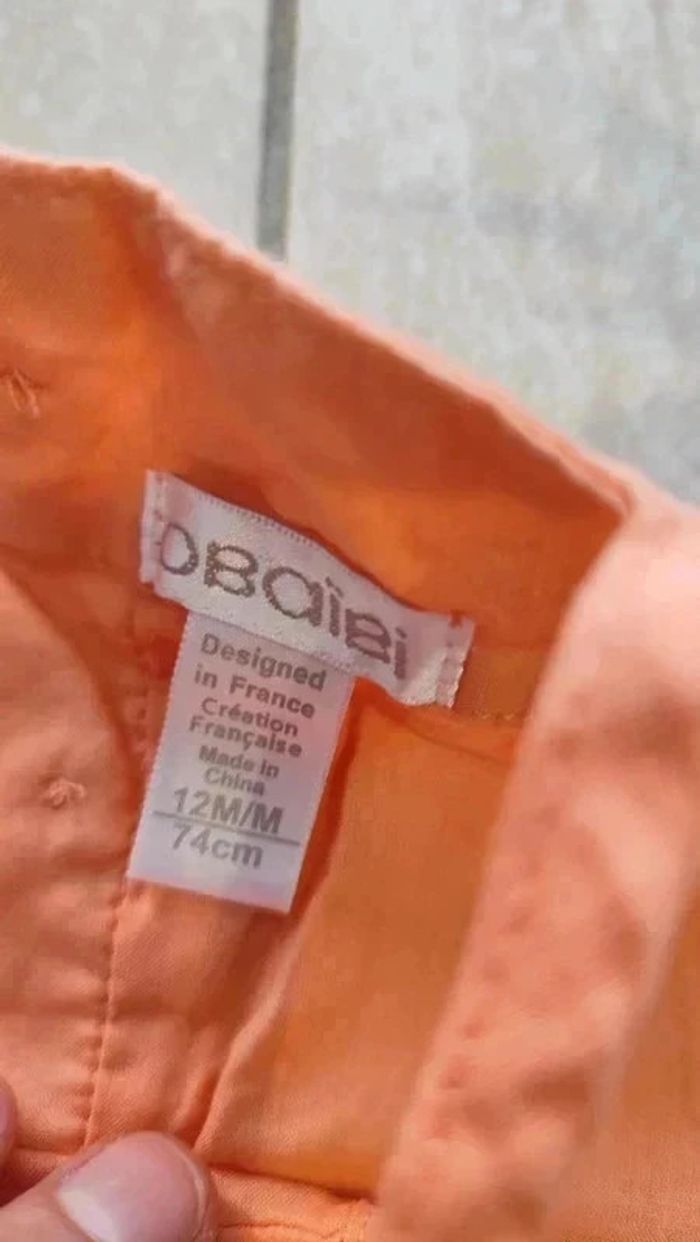 Jolie barboteuse orange en coton 12 mois  obaibi - photo numéro 3