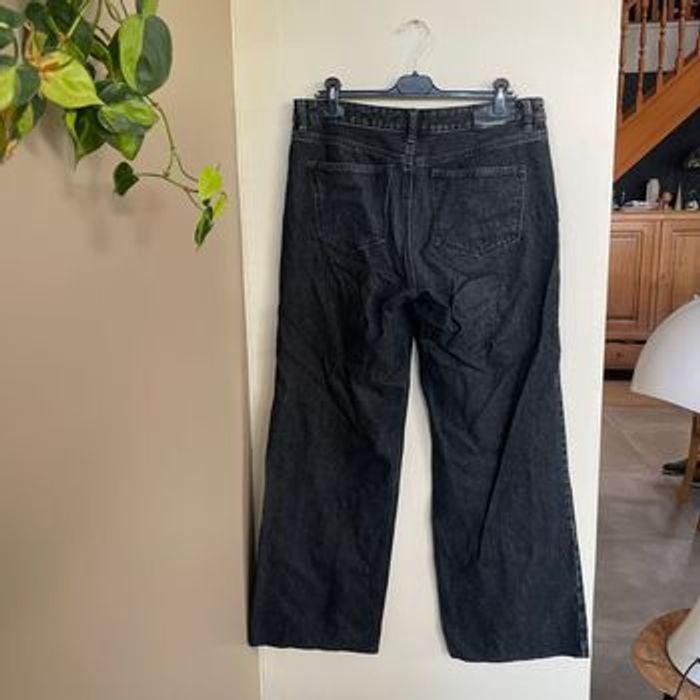 Jean droit noir Stradivarius taille 42 coupe large D92 denim brut délavé V063 - photo numéro 3