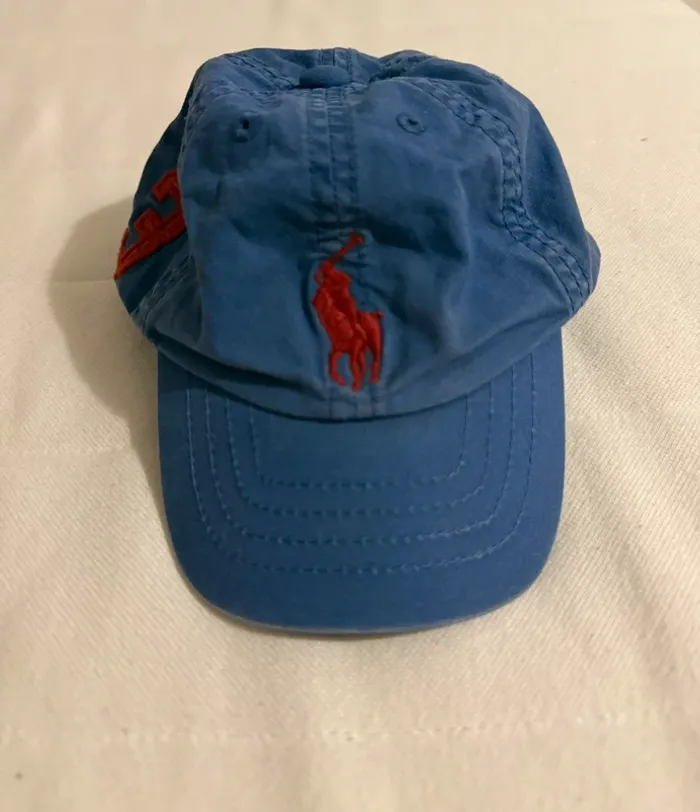 Casquette bébé baby ralph Lauren polo jean bleu rouge 3 baseball chino coton - photo numéro 4