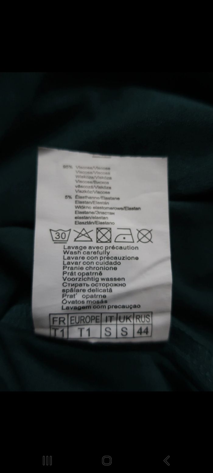 T-shirt à manches courtes et col roulé bleu/vert CAMAIEU - Taille 1 - photo numéro 5