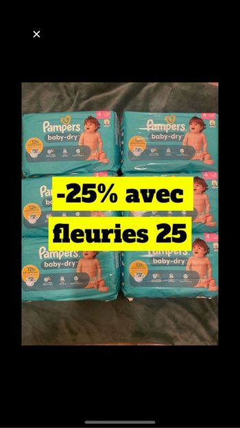 Six paquets de couches pampers baby dry taille 4