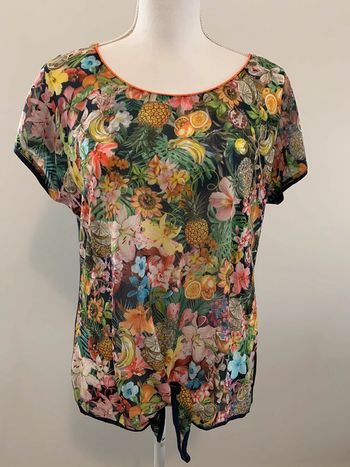 Blouse fruits multicolore et bleu marine Bréal T3 40 L