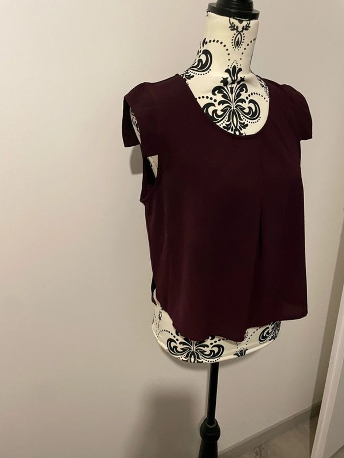 Blouse fluide sans manche bordeaux violine ample Jennyfer taille M - photo numéro 2
