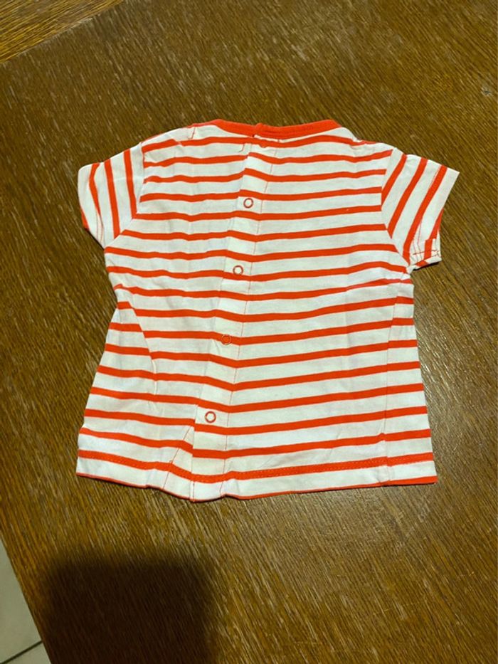 T-shirt manche courte rouge et blanc - photo numéro 3