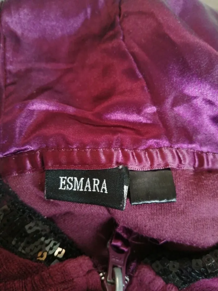Veste à capuche bordeaux en velours avec poches et sequins / esmara / (M) - photo numéro 9