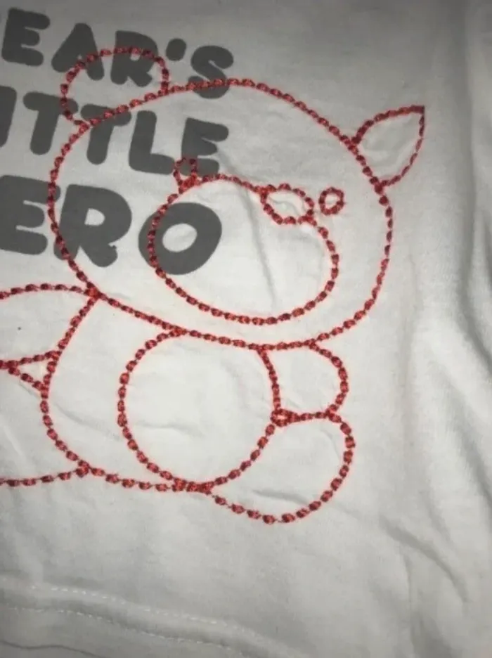 tshirt manches longues 3 mois blanc motif nounours - photo numéro 2