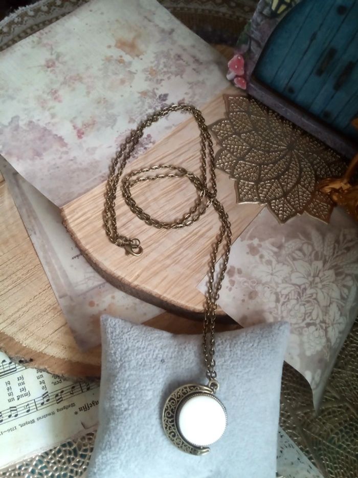 Sautoir lune filigranée réversible double n'acre - photo numéro 5