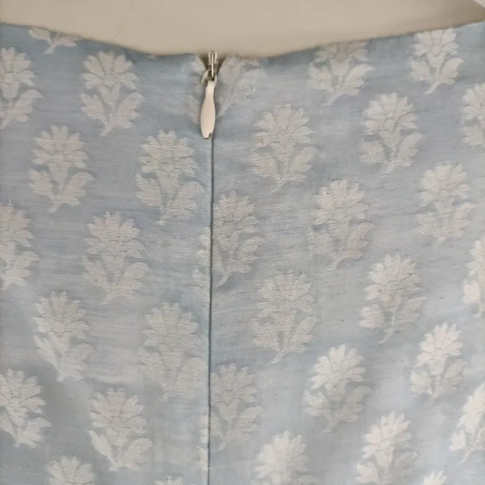 Robe droite jacquard Xavanne bleu clair T. 40 coton soie motifs floraux A1351 - photo numéro 8
