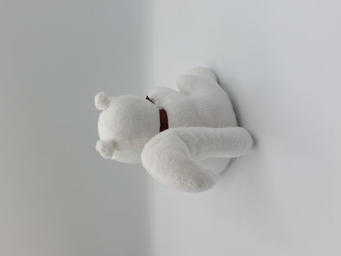Peluche doudou écureuil blanc YVES ROCHER nœud marron au cou 18 cm - photo numéro 2