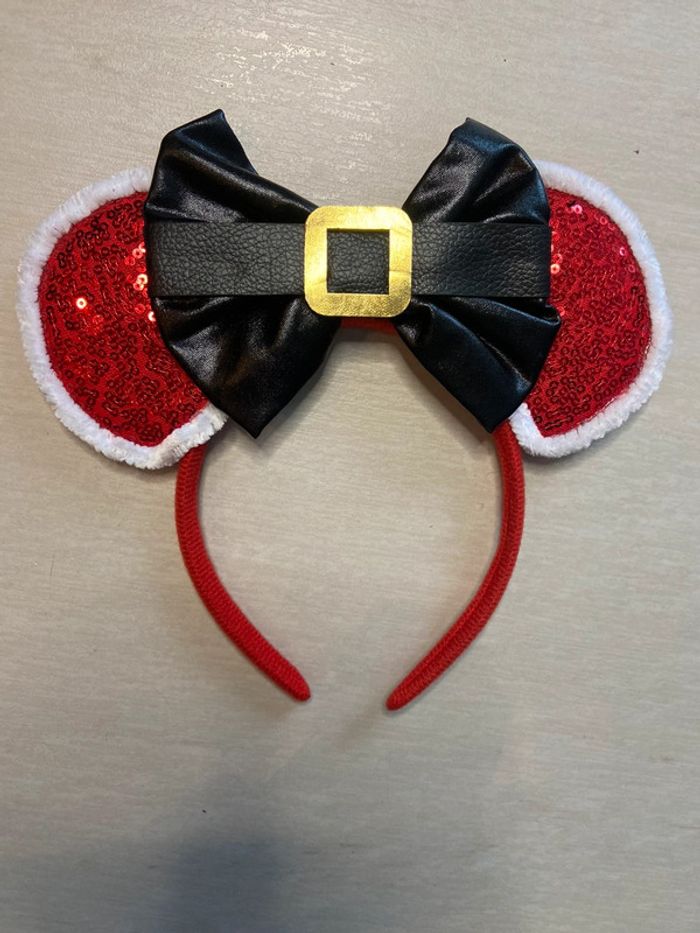 Serre tête oreille de Minnie mère noël à sequin, paillettes