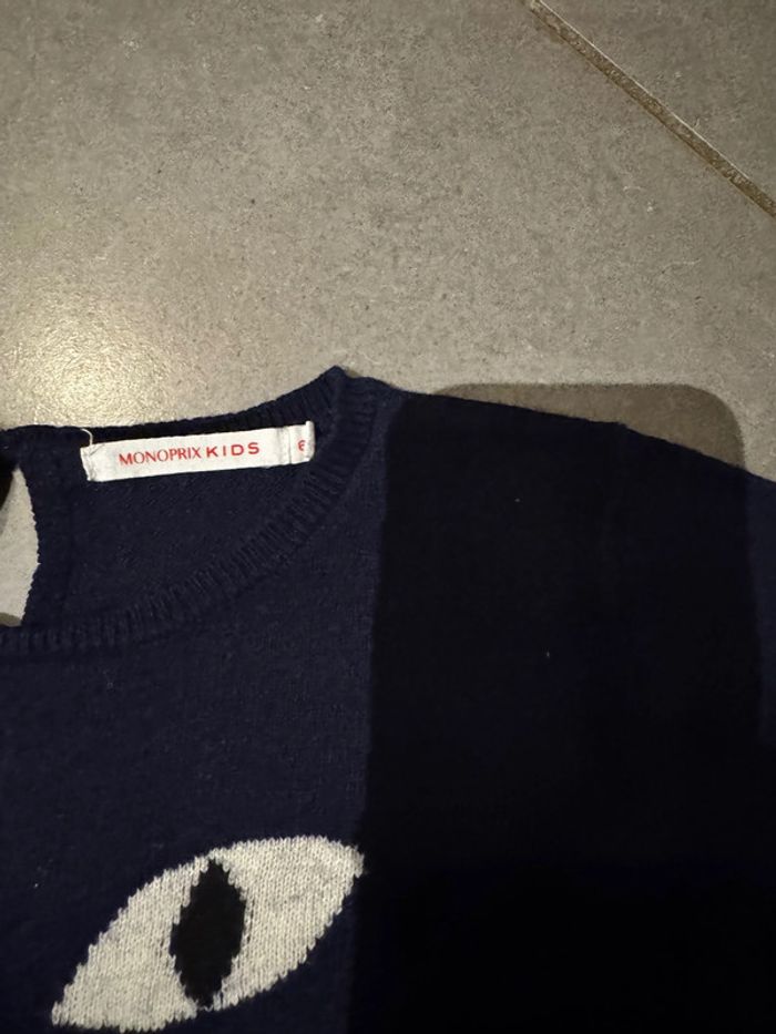 Pull / Sweat avec 1 bouton dans le dos - Monoprix kids - Tête de chat - Bleu marine - 6 ans - photo numéro 2
