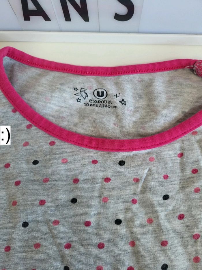 Pyjama long gris à pois 10 ans - photo numéro 3