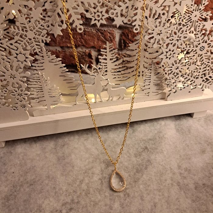 Collier doré avec pendentif strass verre transparent - photo numéro 2