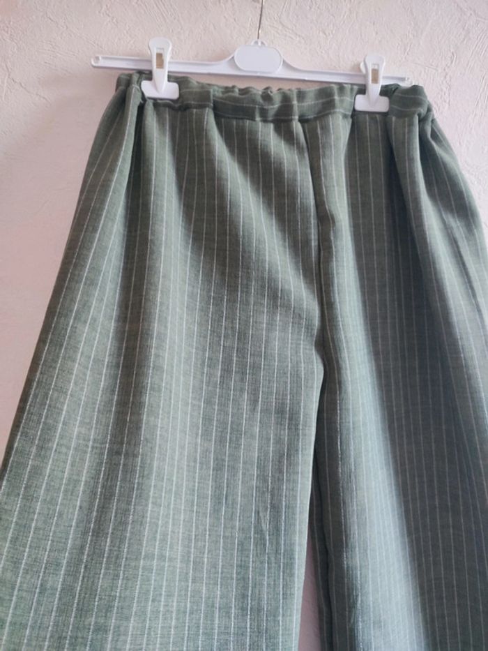 Palazzo, Pantalon large vert à rayures fines - photo numéro 2