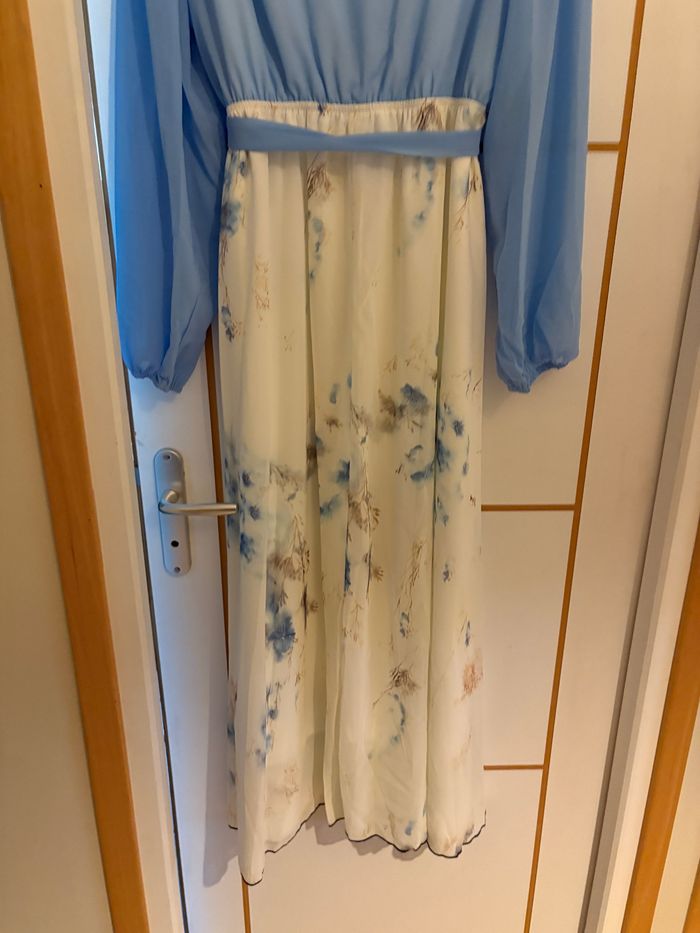 Robe longue bleu et beige jamais mise - photo numéro 5