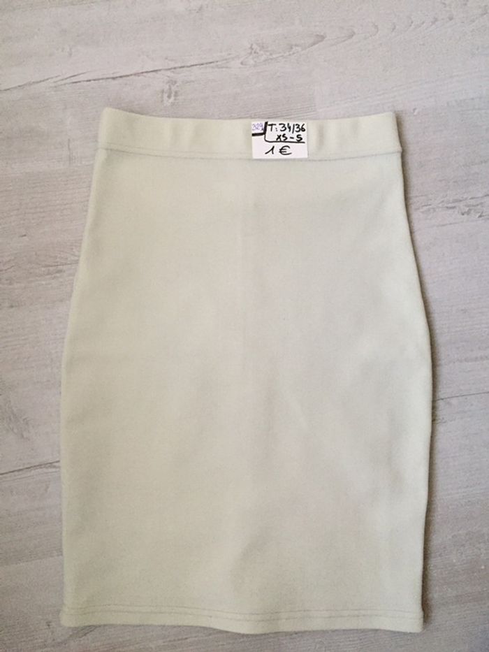 329-jupe beige droite T 34/36- XS/S - photo numéro 3