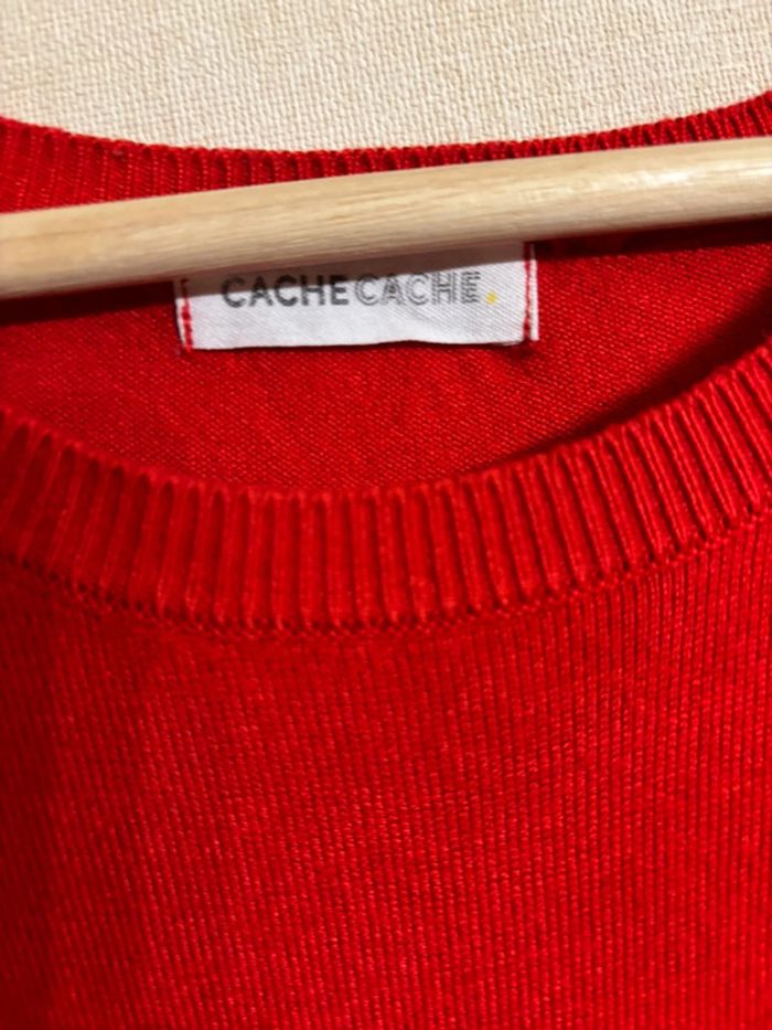 Pull rouge cache cache taille M - photo numéro 2