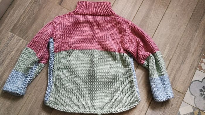 Pull tricolore en acrylique et laine - photo numéro 3