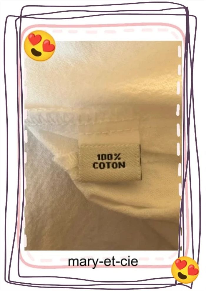 SOLDÉ - Blouse manches courtes  Manches lacées - taille 3 - 100 % coton - blanc du Nil - photo numéro 8