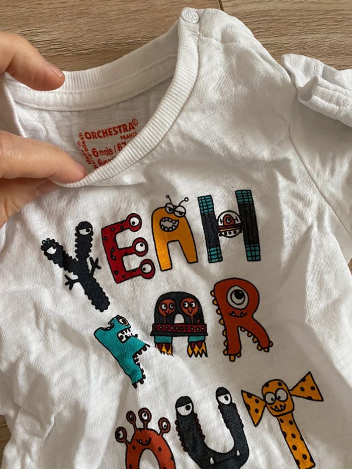 Lot de 5 t-shirts manches longues orchestra 6 mois très bon etat - photo numéro 3