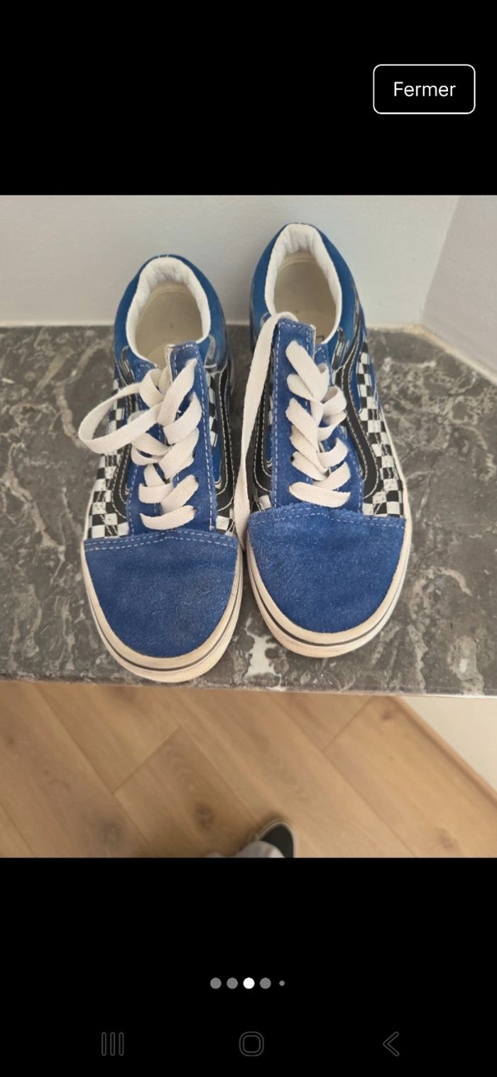 Baskets Vans bleues avec flamme et damier Taille 30.5 - photo numéro 3