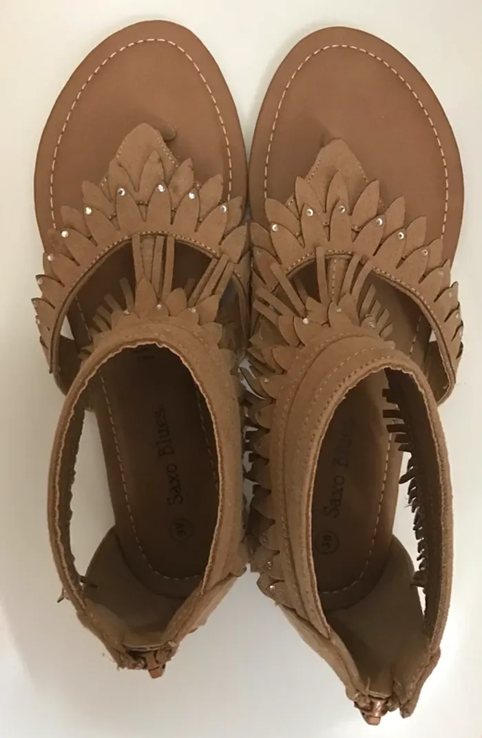 Sandales à franges avec strass neuves - photo numéro 2