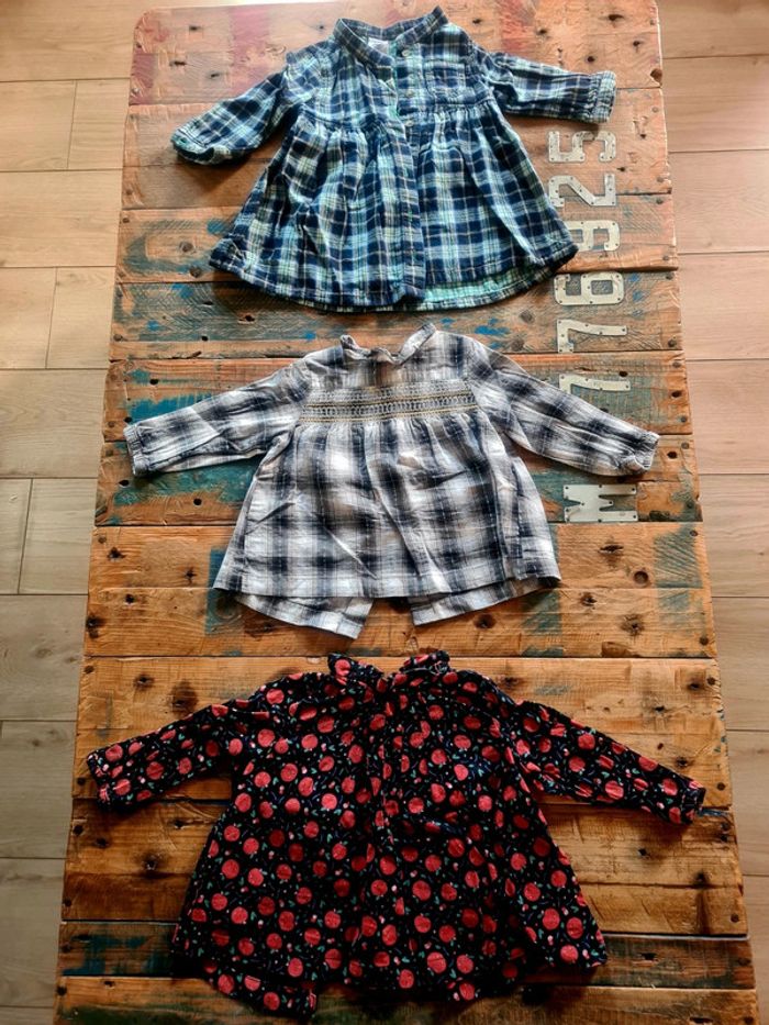 Lot de 3 blouses tuniques pour bebe fille