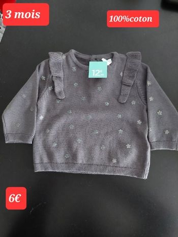 Pull gris fille 3 mois