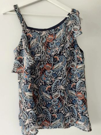 Blouse femme été 40 Bleu volant Jacqueline Riu