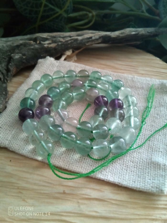 Lot de 45 perles en pierre de fluorite - photo numéro 2