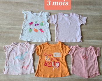 Lot t-shirts manches courtes 3mois filles 